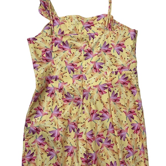 Farm Rio Banana Sunshine Bow Top Jumpsuit Strappy Yellow Boho Print Womens Large - Picture 6 of 16